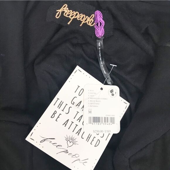 FREE PEOPLE Glitter & Gold Sequin Velvet Midi Dress Blue Black Size Medium‎ New - Picture 8 of 16